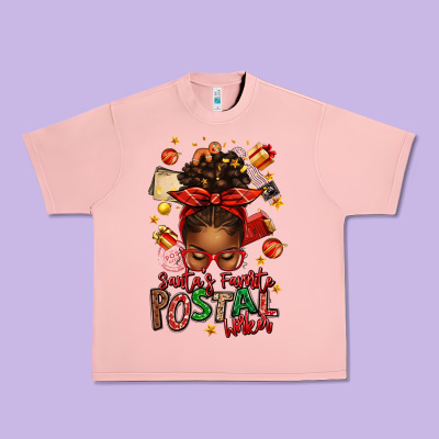 Santas Favorite Postal Worker Afro Messy Bun Urban Heavy Tee Designed By Texasbilliewilder