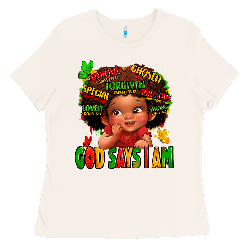 God Says I Am Juneteenth Kid Ladies Tee by LillyAllenDesigns | Teevron