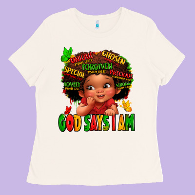 God Says I Am Juneteenth Kid Ladies Tee Designed By Lillyallendesigns