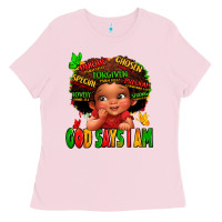 Bubblegum Pink god says i am juneteenth kid Ladies Tee - LillyAllenDesigns