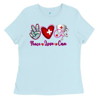Baby Blue Peace Love Cna Ladies Tee - RanaPortraitStore