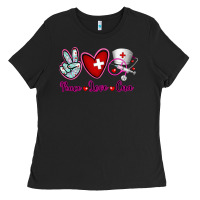 Black Peace Love Cna Ladies Tee - RanaPortraitStore