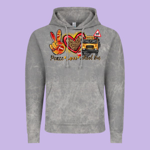 Peace Love School Bus Vintage Hoodie Designed By Texasbilliewilder
