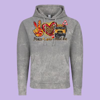 Peace Love School Bus Vintage Hoodie Designed By Texasbilliewilder