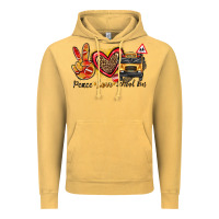 Vintage Mustard peace love school bus Vintage Hoodie - texasbilliewilder