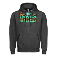 Charcoal Heather Tired Mom Vibes Zipper Hoodie - CowhideDigitalArt