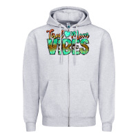 Heather Grey Tired Mom Vibes Zipper Hoodie - CowhideDigitalArt