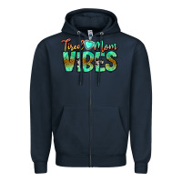 Navy Tired Mom Vibes Zipper Hoodie - CowhideDigitalArt