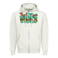 Oatmeal Heather Tired Mom Vibes Zipper Hoodie - CowhideDigitalArt