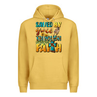 Antique Gold saved by grace through faith Premium Hoodie - BundleAndBundleShop
