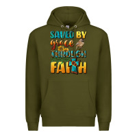 Army Green saved by grace through faith Premium Hoodie - BundleAndBundleShop