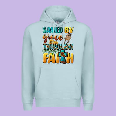 Saved By Grace Through Faith Premium Hoodie Designed By Bundleandbundleshop