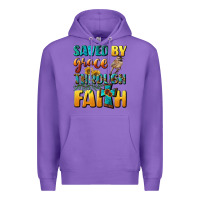 Purple saved by grace through faith Premium Hoodie - BundleAndBundleShop