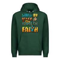 Sports Green saved by grace through faith Premium Hoodie - BundleAndBundleShop