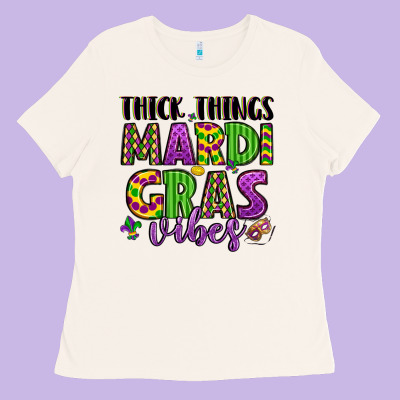 Thick Things Mardi Gras Vibes Ladies Tee Designed By Lillyallendesigns