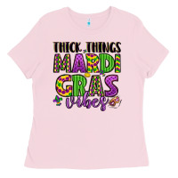 Bubblegum Pink thick things mardi gras vibes Ladies Tee - LillyAllenDesigns