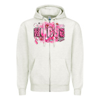 Oatmeal Heather breast cancer nurse Zipper Hoodie - LillyAllenDesigns