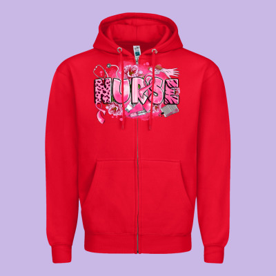 Breast Cancer Nurse Zipper Hoodie Designed By Lillyallendesigns