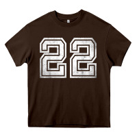 Chocolate Brown Number 22 Sports Jersey Lucky No. Birthday Age Vintage Heavy Core Tee - tuanDangUi