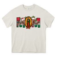 Cream mexican flag our lady of guadalupe mom leopard Heavy Core Tee - JahusDesignShop