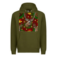 Army Green christmas deer and bell seamless pattern Premium Hoodie - BundleAndBundleShop