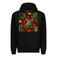 Black christmas deer and bell seamless pattern Premium Hoodie - BundleAndBundleShop