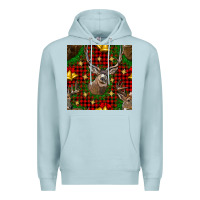Blue Mist christmas deer and bell seamless pattern Premium Hoodie - BundleAndBundleShop