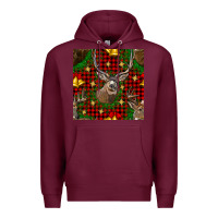 Burgundy christmas deer and bell seamless pattern Premium Hoodie - BundleAndBundleShop