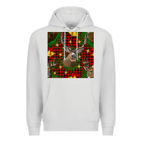 Dove Grey christmas deer and bell seamless pattern Premium Hoodie - BundleAndBundleShop