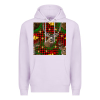 Lilac christmas deer and bell seamless pattern Premium Hoodie - BundleAndBundleShop