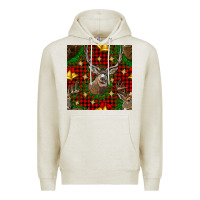 Oatmeal Heather christmas deer and bell seamless pattern Premium Hoodie - BundleAndBundleShop