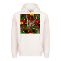 Pale Pink christmas deer and bell seamless pattern Premium Hoodie - BundleAndBundleShop