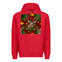 Red christmas deer and bell seamless pattern Premium Hoodie - BundleAndBundleShop