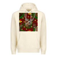 Sandshell christmas deer and bell seamless pattern Premium Hoodie - BundleAndBundleShop