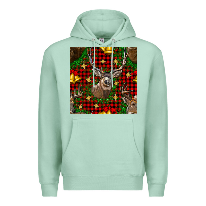 Christmas Deer And Bell Seamless Pattern Premium Hoodie by BundleAndBundleShop | Teevron