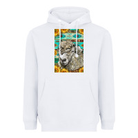 White Western Lincoln Sheep Heavyweight Hoodie - LillyAllenDesigns