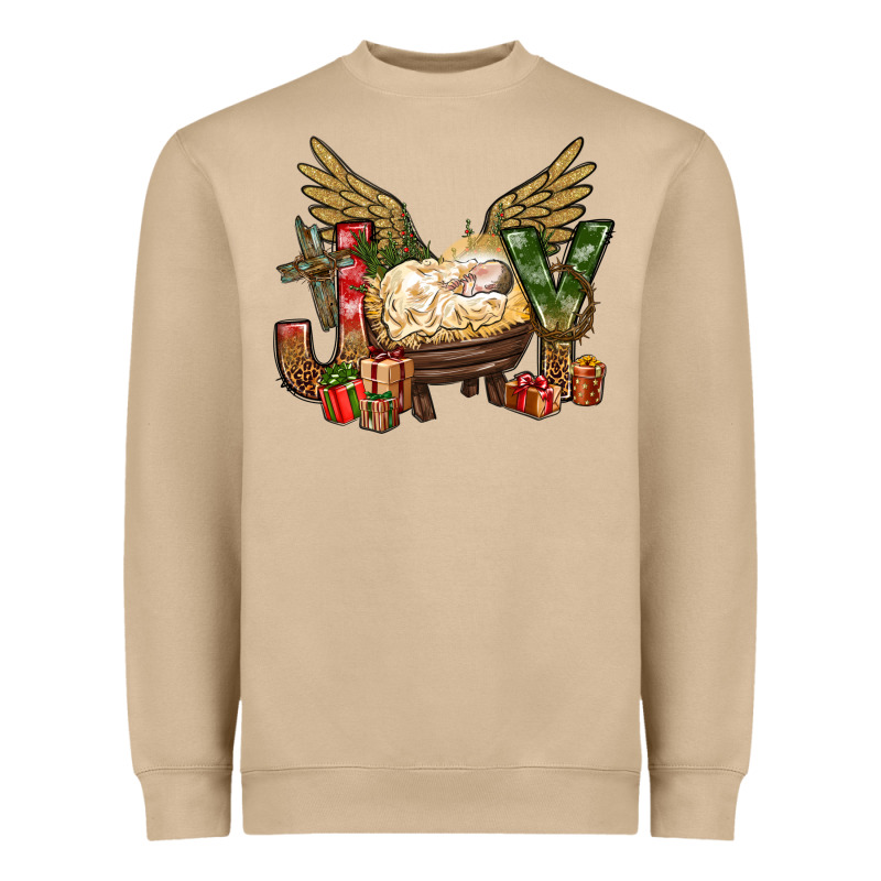 Joy Christmas With Baby Jesus Bbs Heavyweight Sweatshirt by BundleAndBundleShop | Teevron