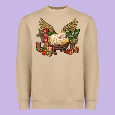 Joy Christmas With Baby Jesus Bbs Heavyweight Sweatshirt Designed By Bundleandbundleshop
