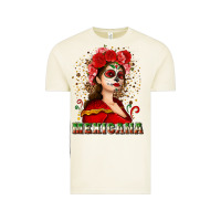 Vintage Arctic Sugar skull girl with Mexicana Vintage Tee - NancyCooperArtShop