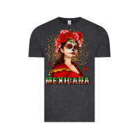 Vintage Black Sugar skull girl with Mexicana Vintage Tee - NancyCooperArtShop