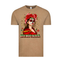 Vintage Coffee Sugar skull girl with Mexicana Vintage Tee - NancyCooperArtShop
