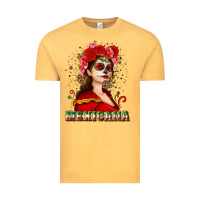 Vintage Mustard Sugar skull girl with Mexicana Vintage Tee - NancyCooperArtShop
