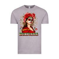 Vintage Zinc Sugar skull girl with Mexicana Vintage Tee - NancyCooperArtShop