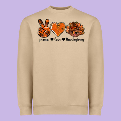 Peace Love Thanksgiving Bbs Heavyweight Sweatshirt Designed By Bundleandbundleshop