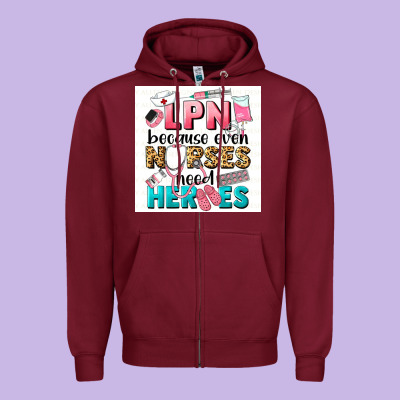 Lpn Because Nurses Need Heroes Zipper Hoodie Designed By Lillyallendesigns