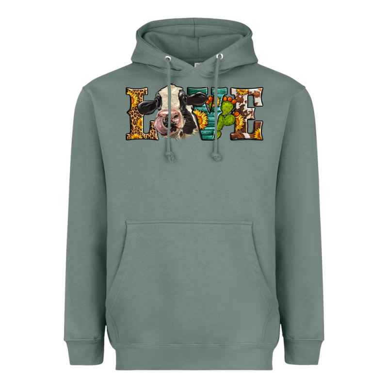 Western Love Holstein Cow Heavyweight Hoodie by LillyAllenDesigns | Teevron