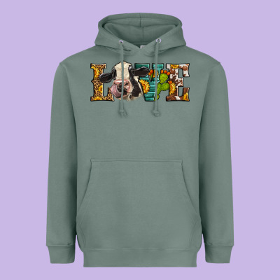 Western Love Holstein Cow Heavyweight Hoodie Designed By Lillyallendesigns