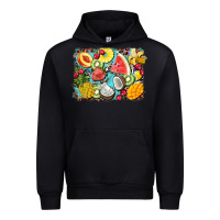 Black summer fruits background Urban Hoodie - BarkalooDesign