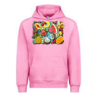 Fuchsia Pink summer fruits background Urban Hoodie - BarkalooDesign