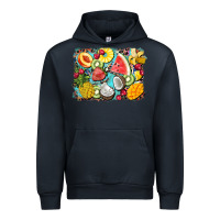 Navy summer fruits background Urban Hoodie - BarkalooDesign